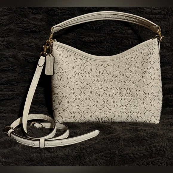 Coach Laurel with Signature Rivets in Chalk/Gold - Picture 2 of 11